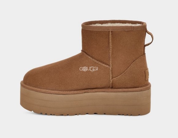 Женские мини угги на платформе UGG Classic Mini Platform Chestnut