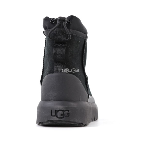 Женские мини угги с галошами Ugg Classic Mini Weather Hybrid Black (Угг Классик мини хабрид черные)