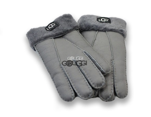 меховые перчатки мужские Leather Grey