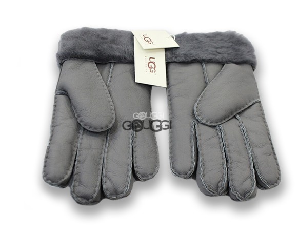 меховые перчатки мужские Leather Grey