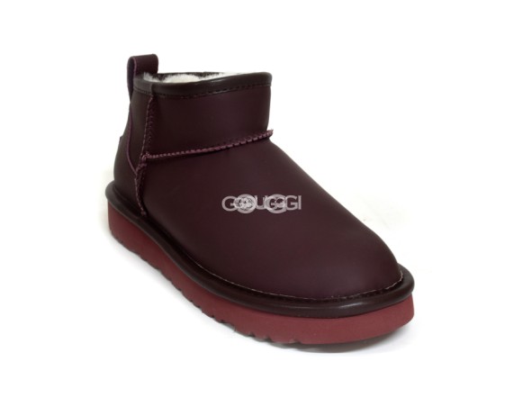 Женские кожаные ультра мини угги Ultra mini Leather Chocolate