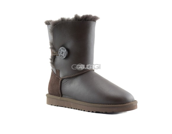 Женские угги с пуговицей Bailey Button Metallic Chocolate-1