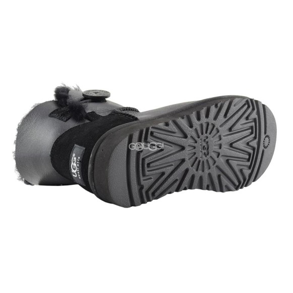 Женские мини угги с пуговицей Mini Bailey Button Metallic Black