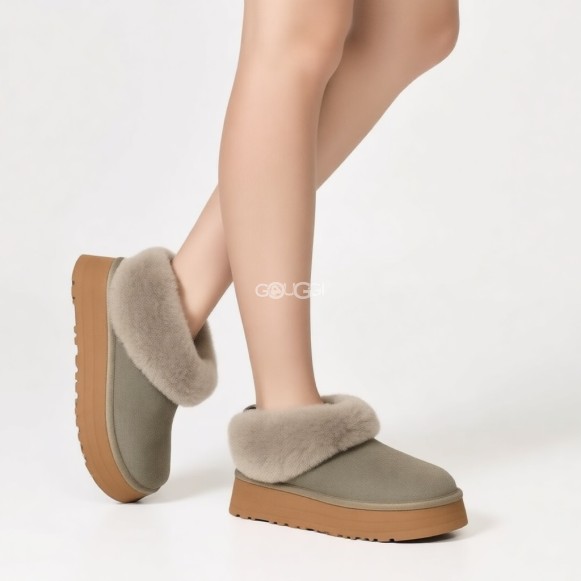 Женские слипоны на платформе Ugg Platform Tazzelle Moss Green