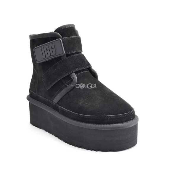 Женские короткие угги на платформе Ugg Classic Short Suede Platform Black