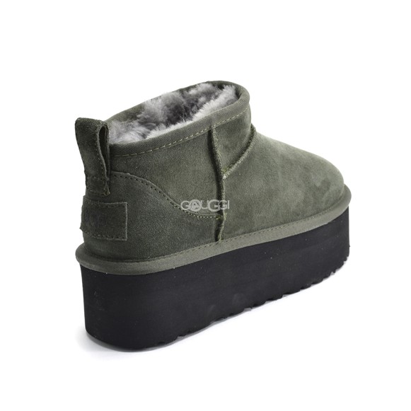 Женские ультра мини угги на платформе Classic Ultra Mini Platform Dark Green