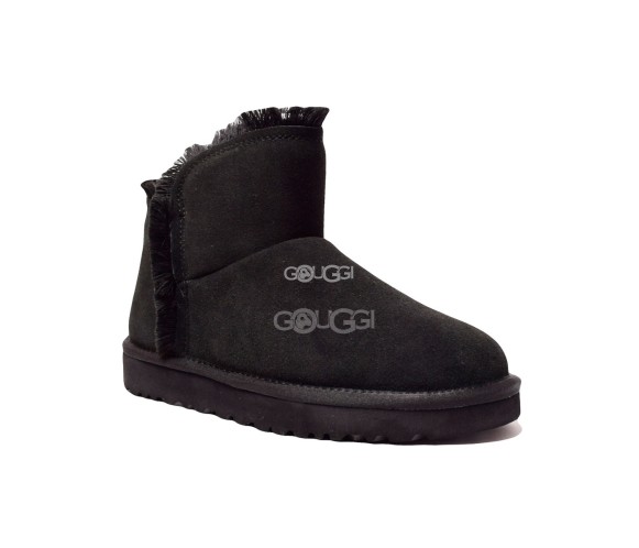 Женские мини угги Mini Fluff High-Low Black