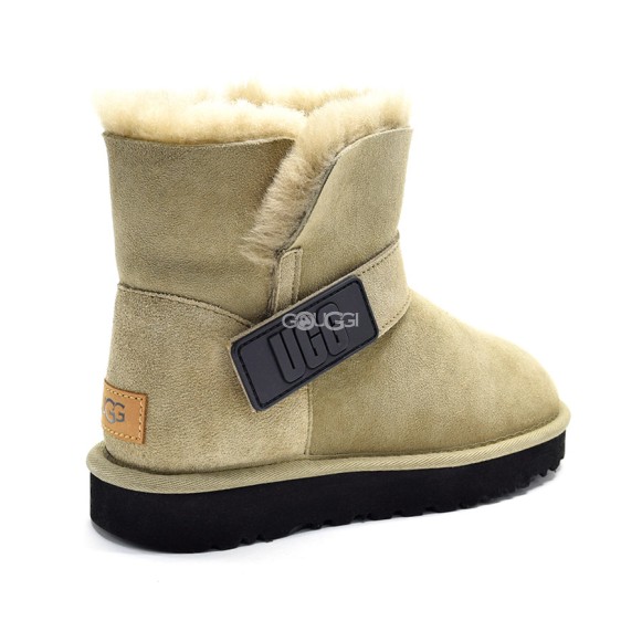 Женские мини угги Ugg Mini Bailey Graphic Logo Suede Sand